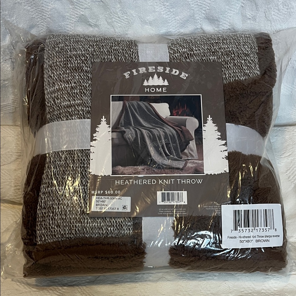 Fireside Brown Heathered Knit Fleece Reverse Throw